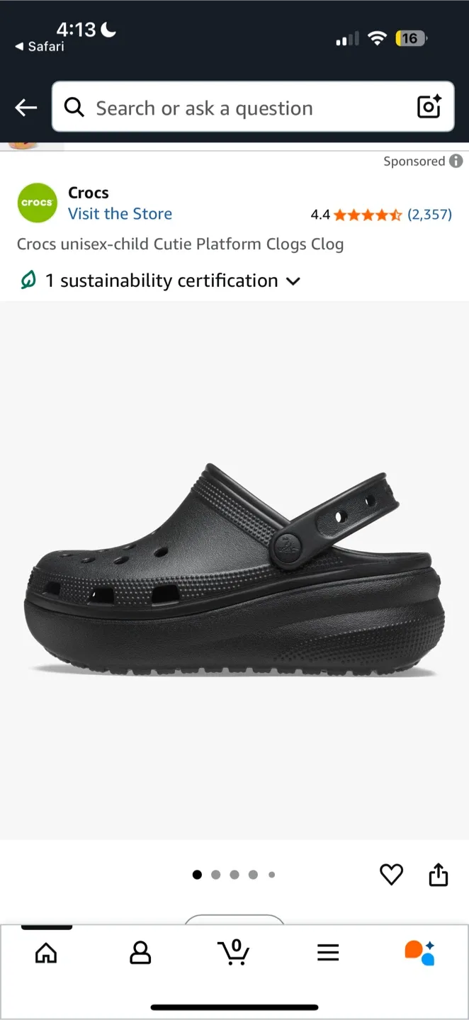 Crocs Cutie Platform Clogs, Size 3 Youth