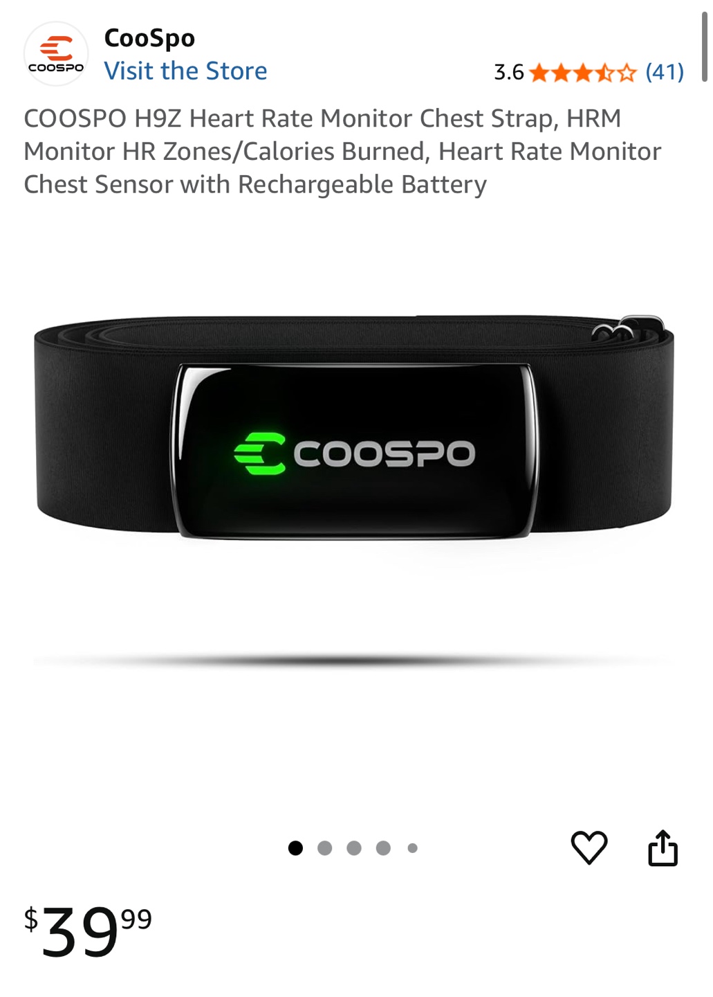 New COOSPO H9Z Heart Rate Monitor Chest Strap,