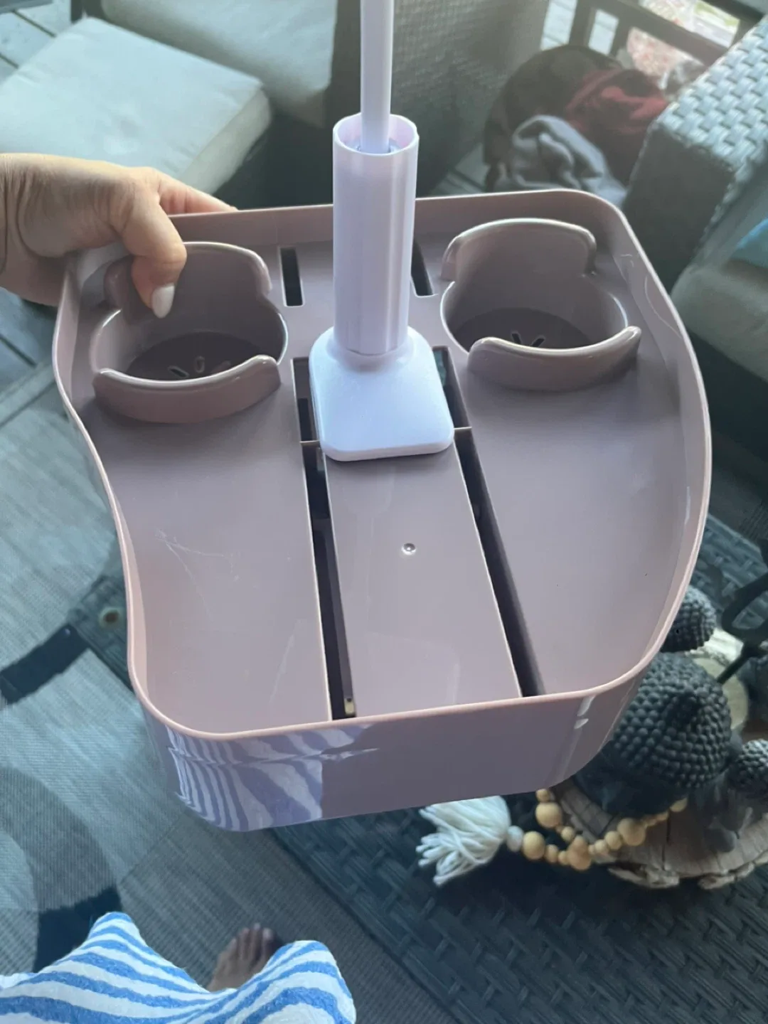 Pink Adjustable hot tub table Stand image indicator(6)