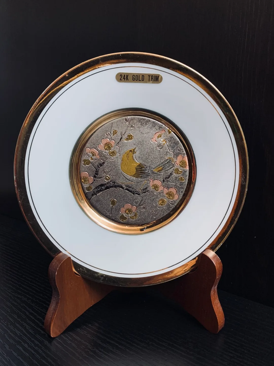 Vintage Art of Chokin 24K Gold Edged Plate-Made in Japan thumbnail