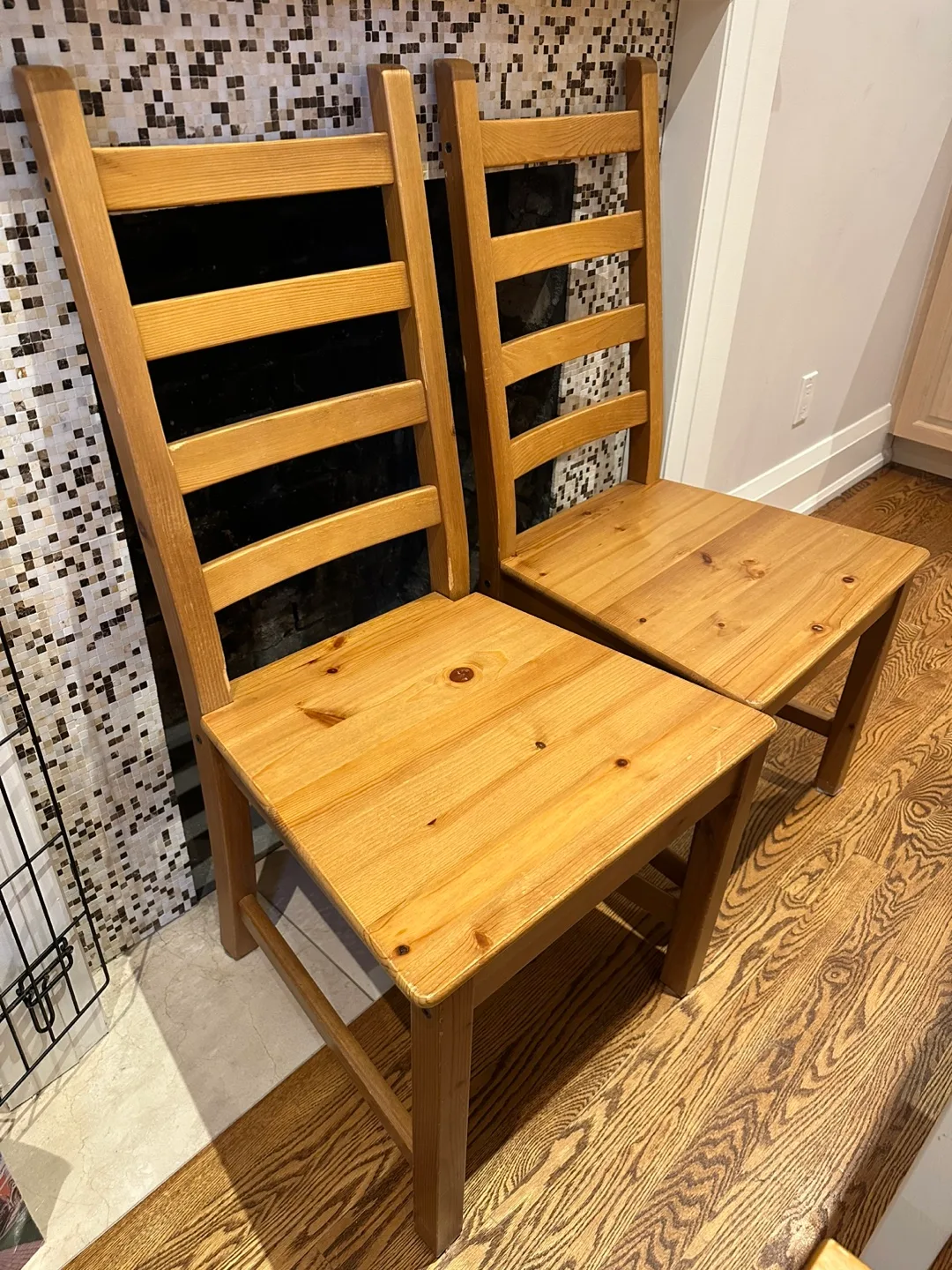 3 peace of IKEA INGOLF Chairs - (Set of 2 + one smaller chair.) image indicator(4)