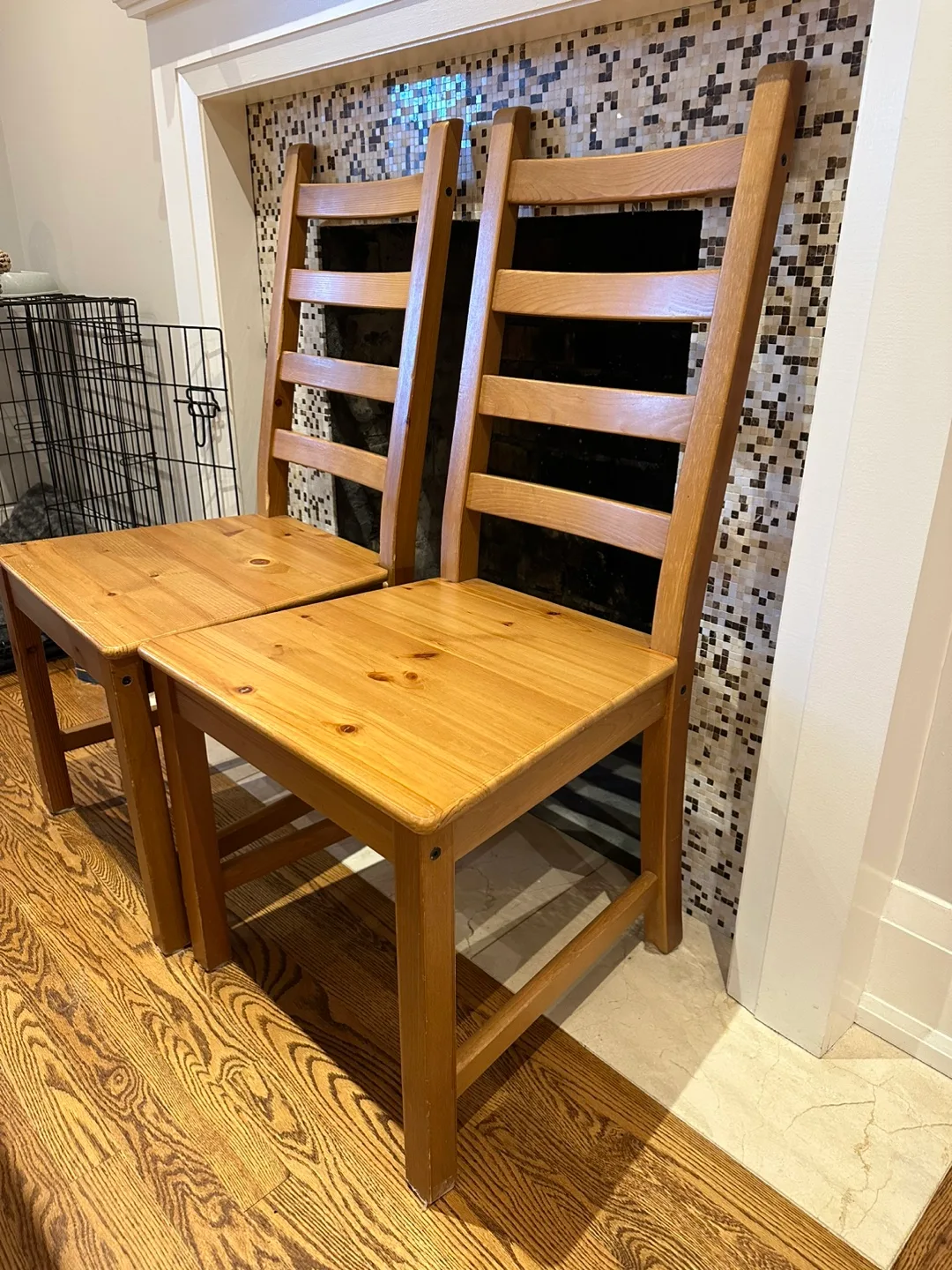 3 peace of IKEA INGOLF Chairs - (Set of 2 + one smaller chair.) image indicator(3)