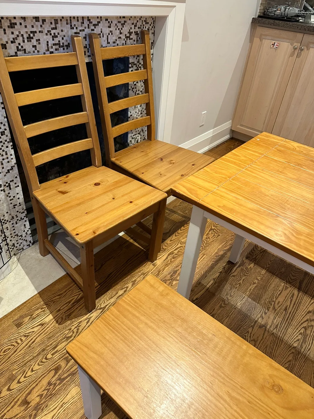 3 peace of IKEA INGOLF Chairs - (Set of 2 + one smaller chair.) image indicator(2)