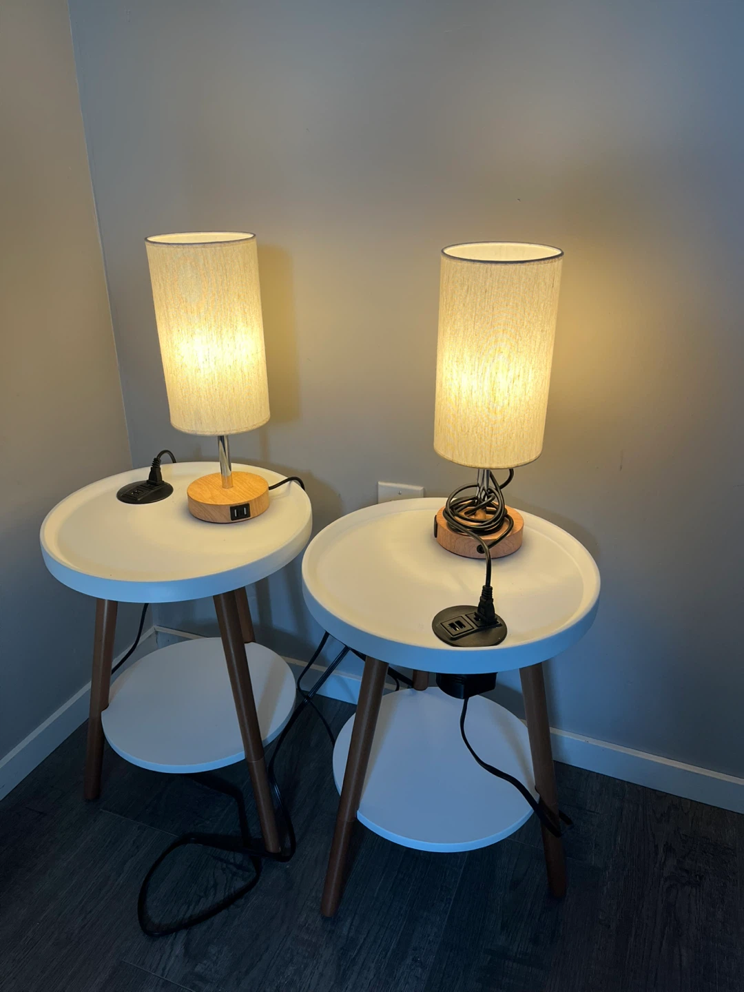 🔥🔥3 Table Lamps & side tables with USB Charging Port (Set of 3)🥕