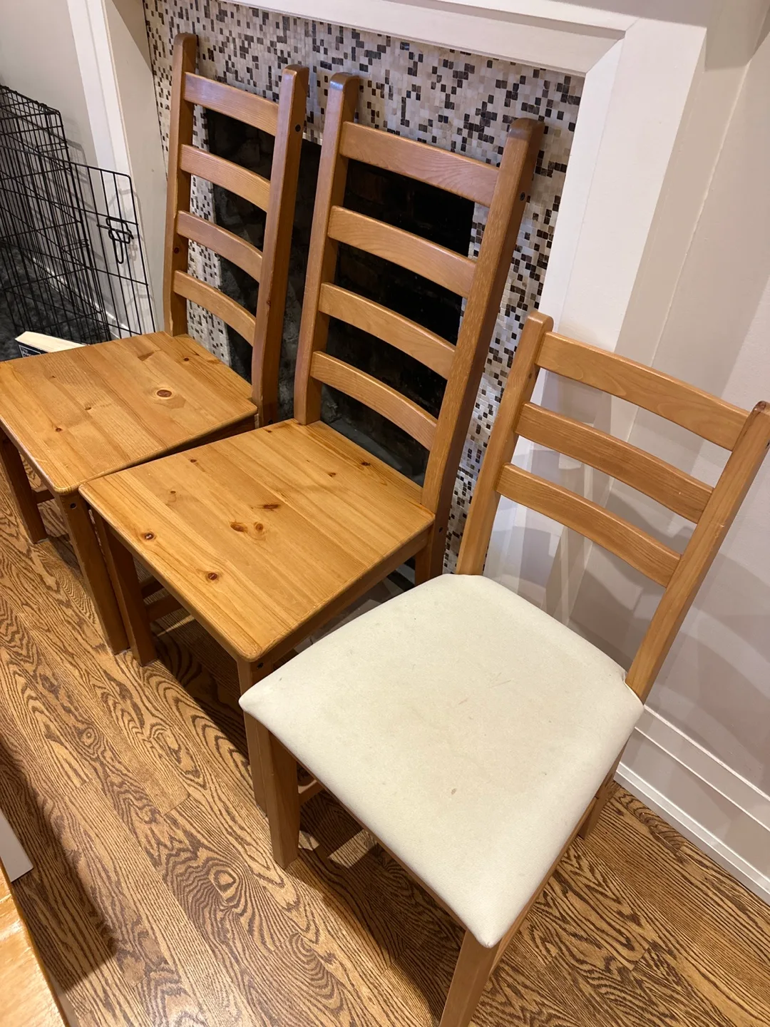 3 peace of IKEA INGOLF Chairs - (Set of 2 + one smaller chair.) image indicator(5)