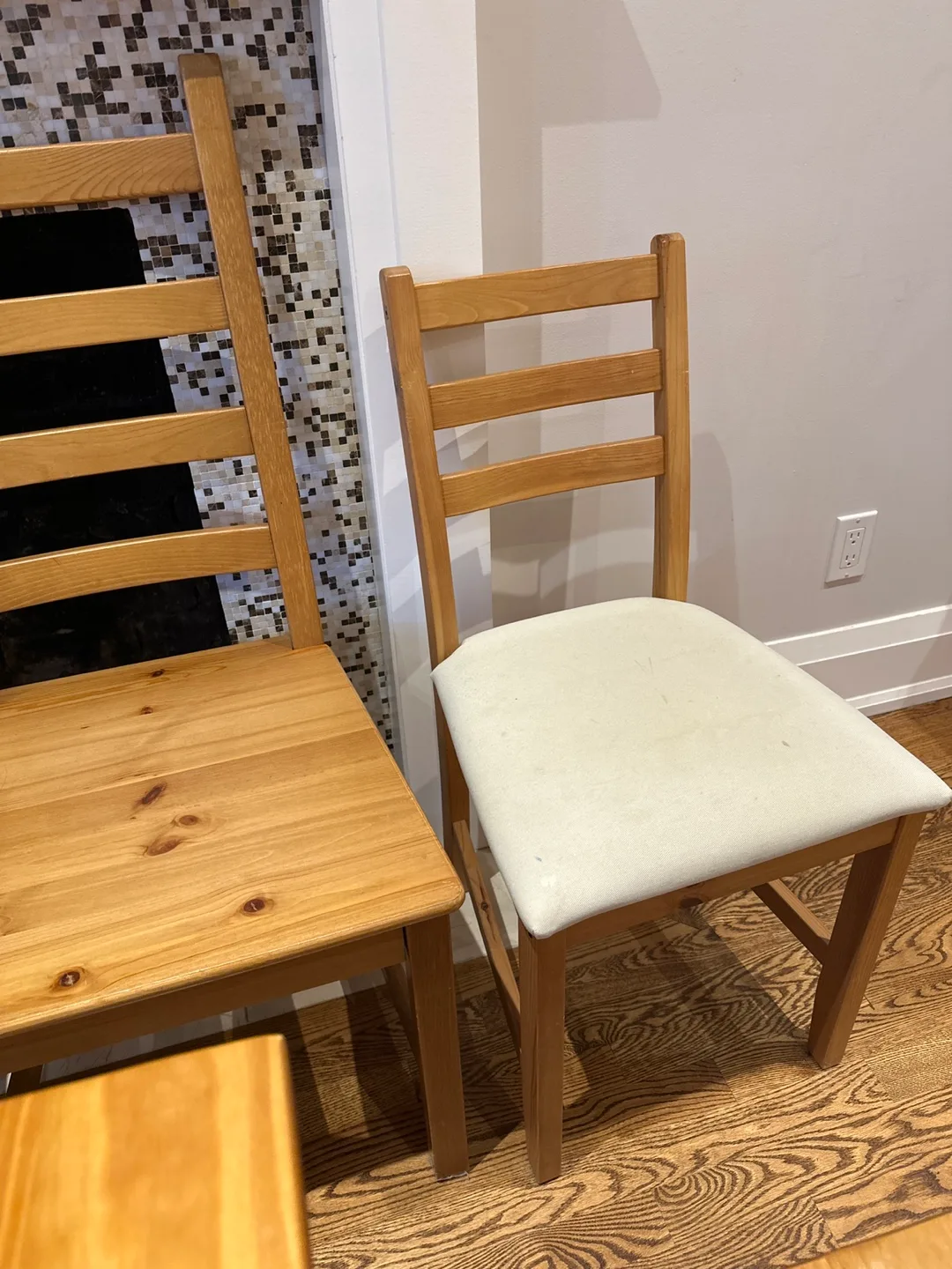 3 peace of IKEA INGOLF Chairs - (Set of 2 + one smaller chair.) image indicator(7)