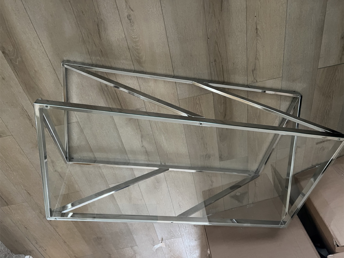 Contemporary Chrome & Glass Coffee Table (44"x22") - photo 3
