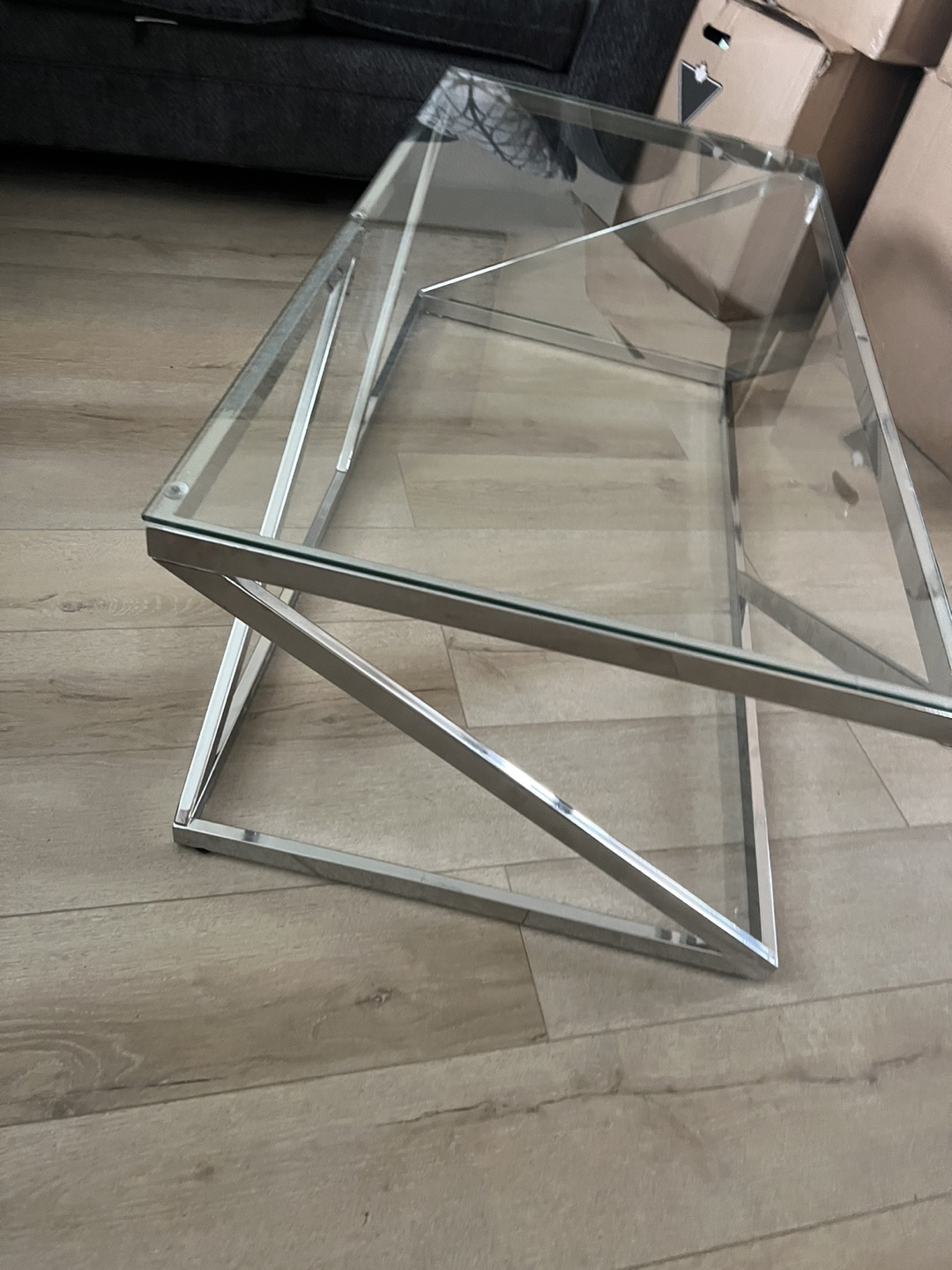 Contemporary Chrome & Glass Coffee Table (44"x22") - photo 4