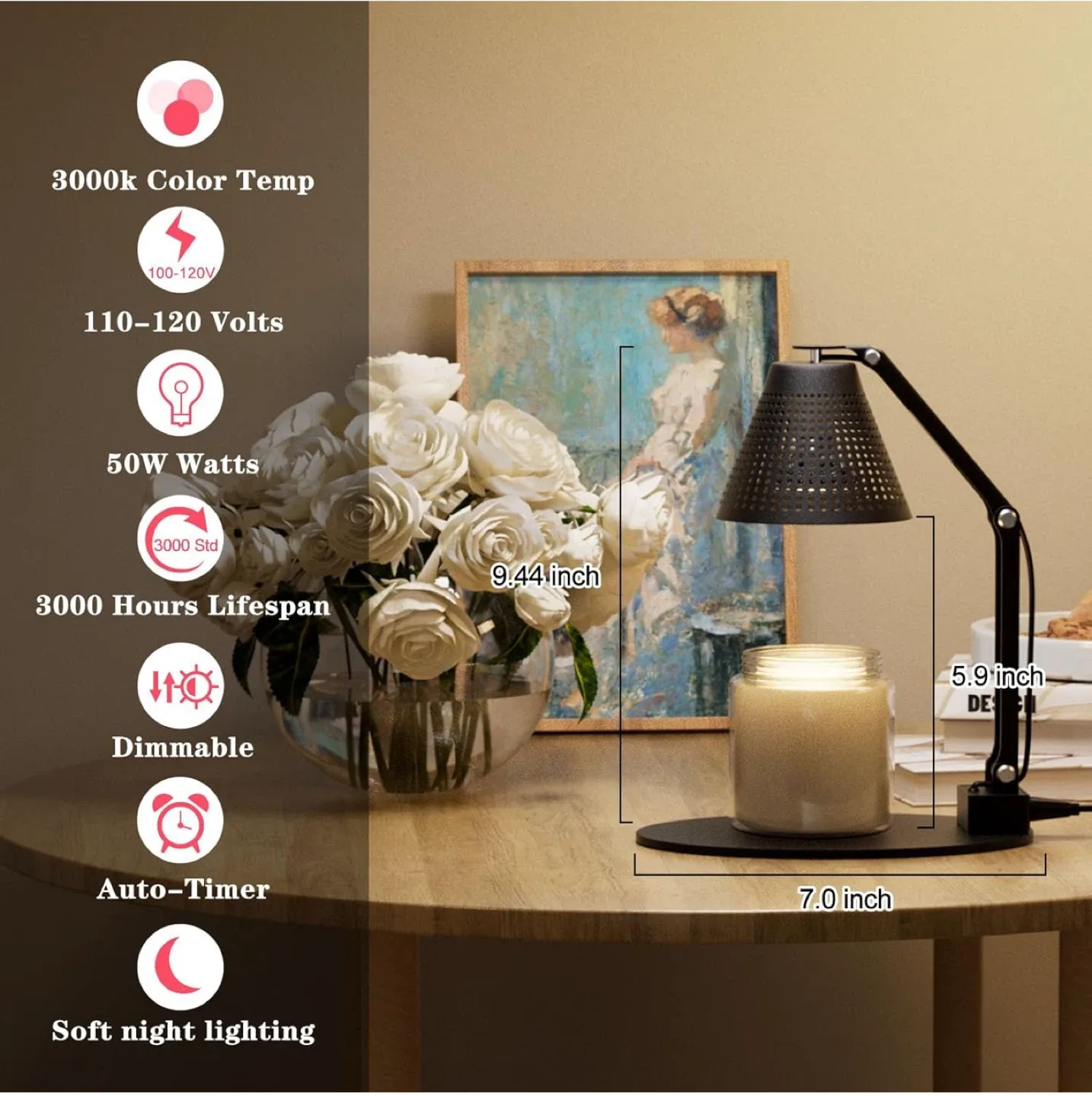 Candle Warmer Lamp with timer image indicator(4)