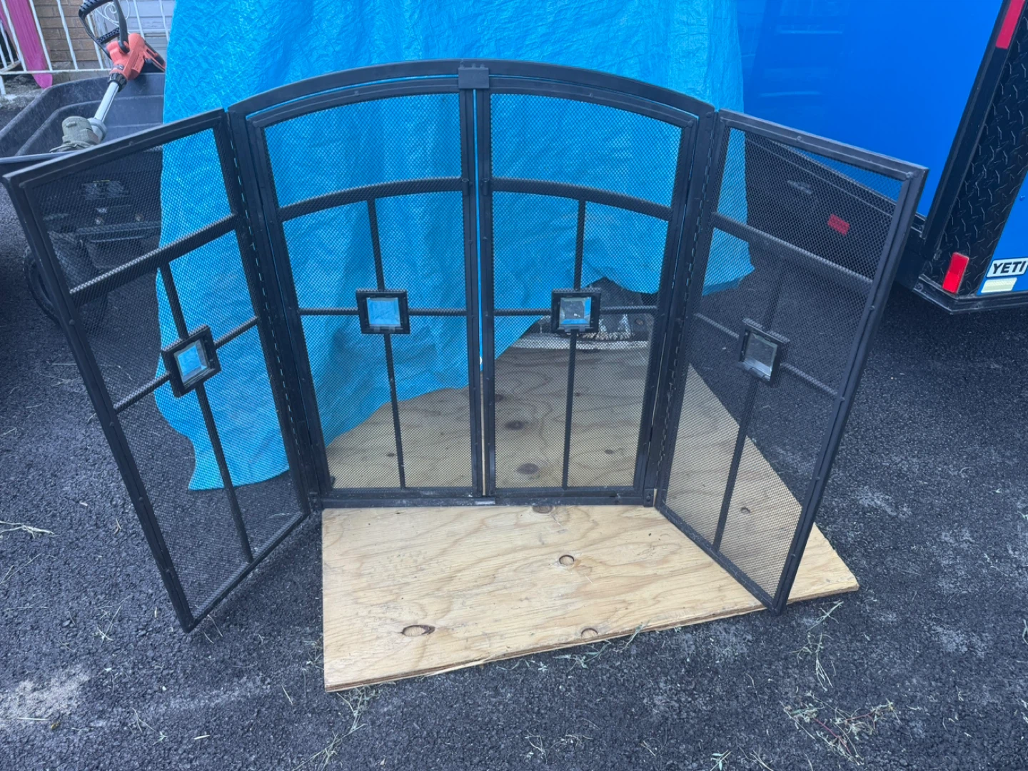 Black Metal Fireplace Screen