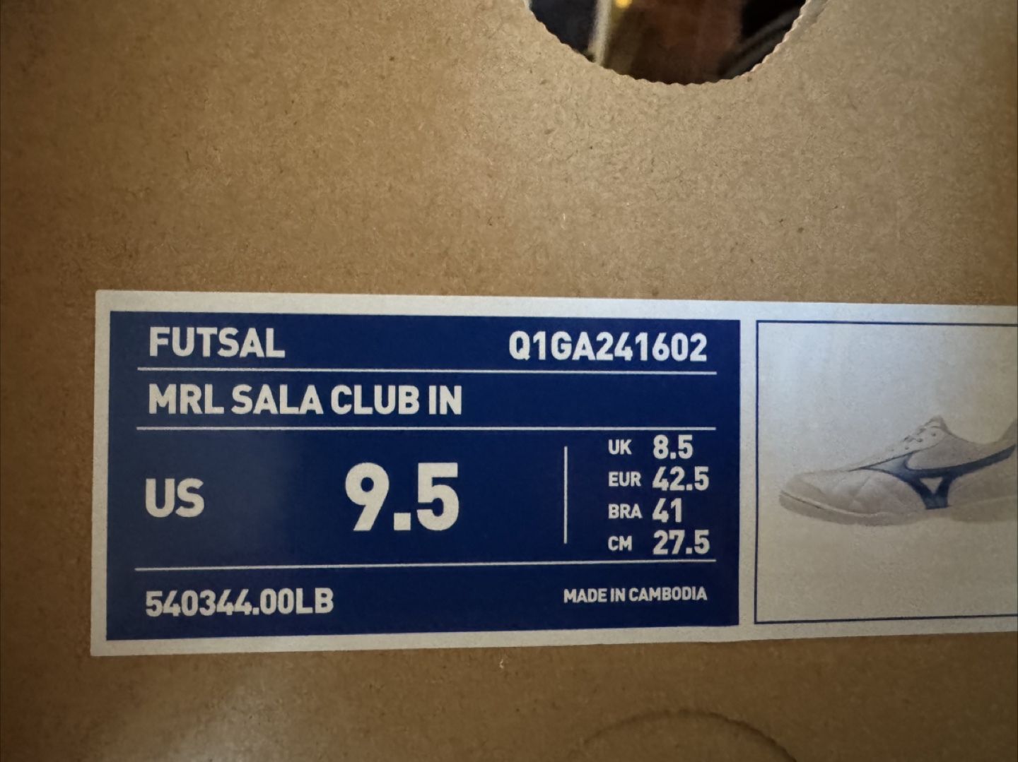 Size 9.5 Mizuno Futsal MRL Sala Club IN Shoes US 9.5 - photo 2