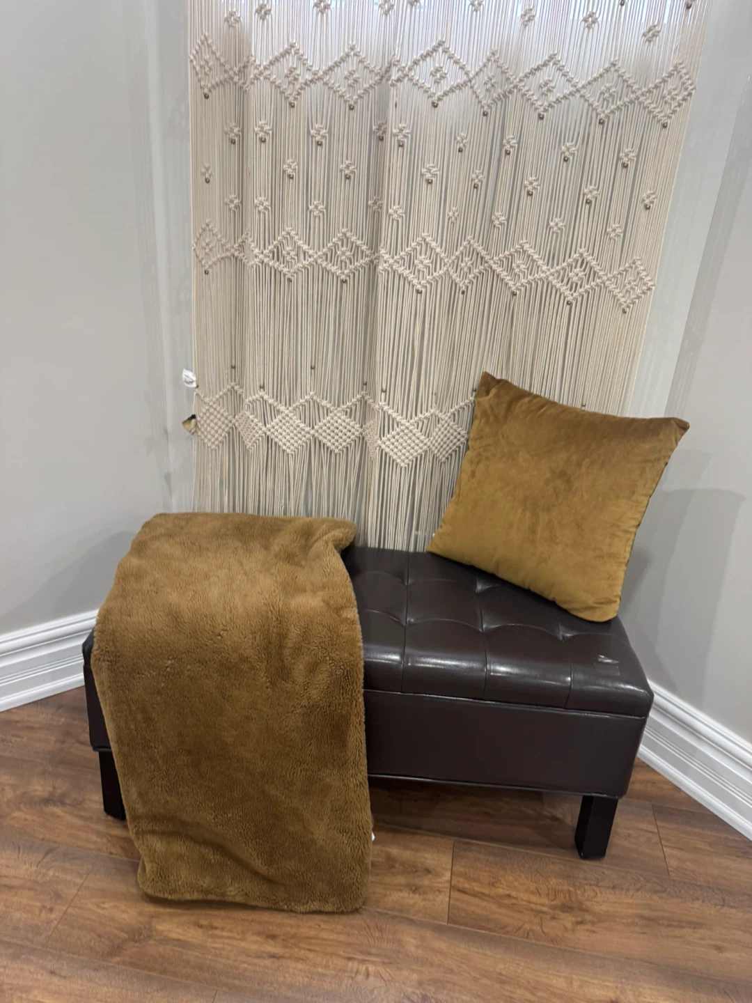 Storage Ottoman Bench - Brown Faux Leather - photo 3