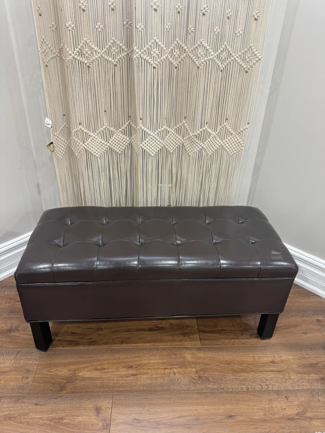 Storage Ottoman Bench - Brown Faux Leather
