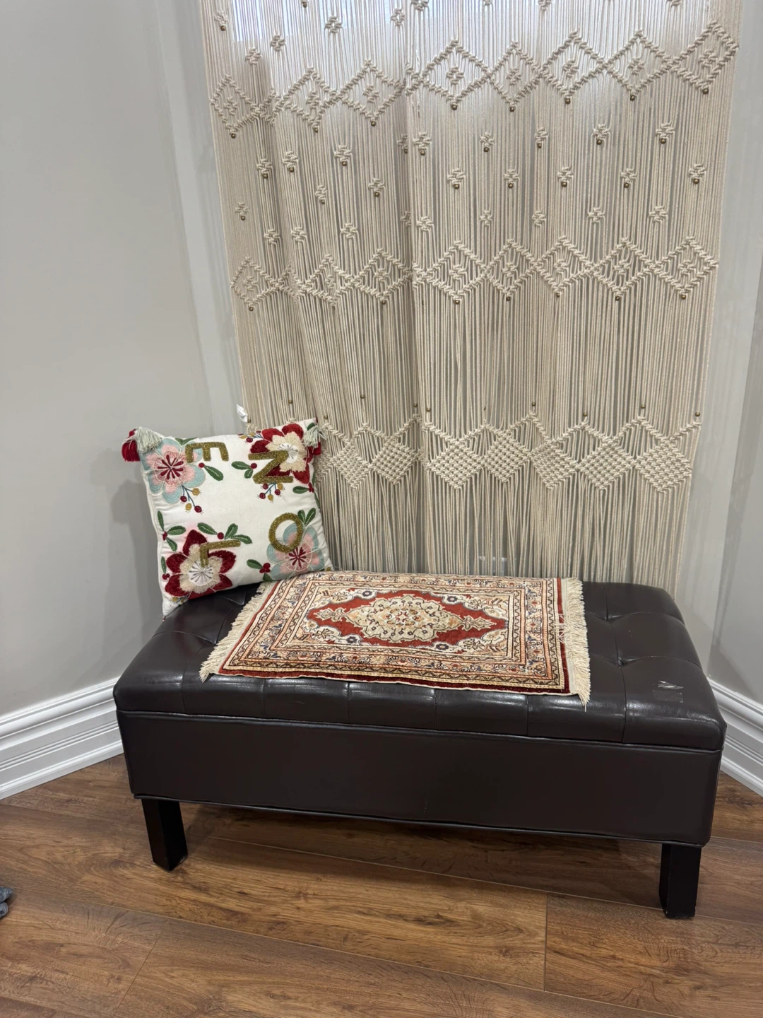 Storage Ottoman Bench - Brown Faux Leather - photo 4