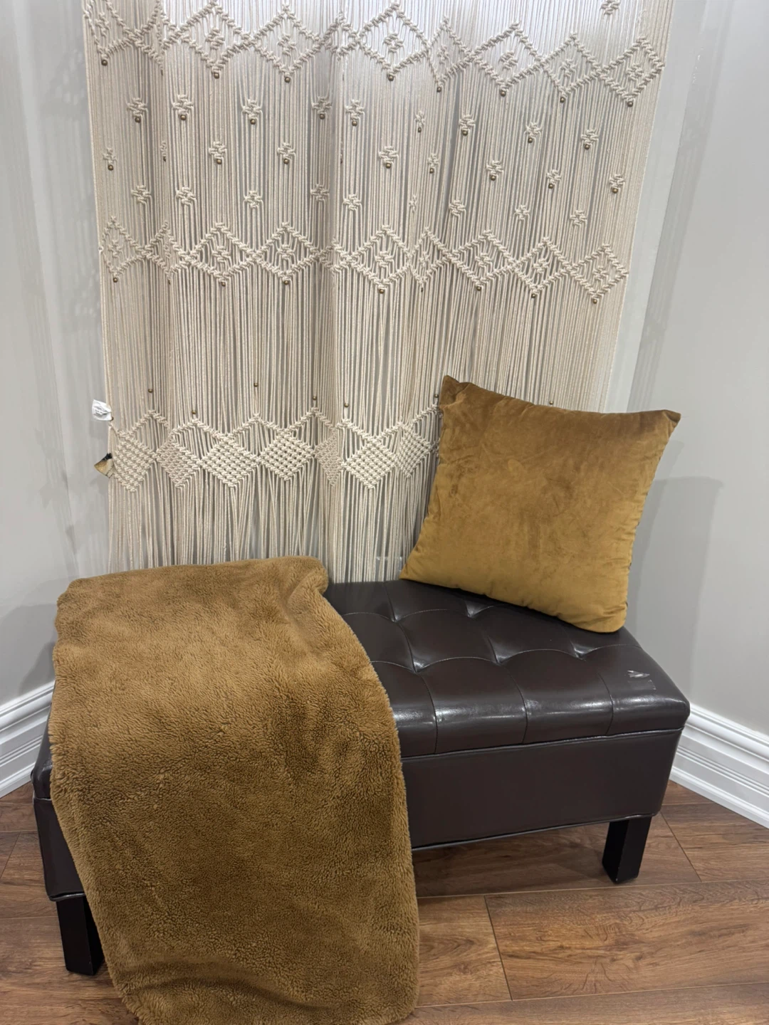 Storage Ottoman Bench - Brown Faux Leather - photo 2