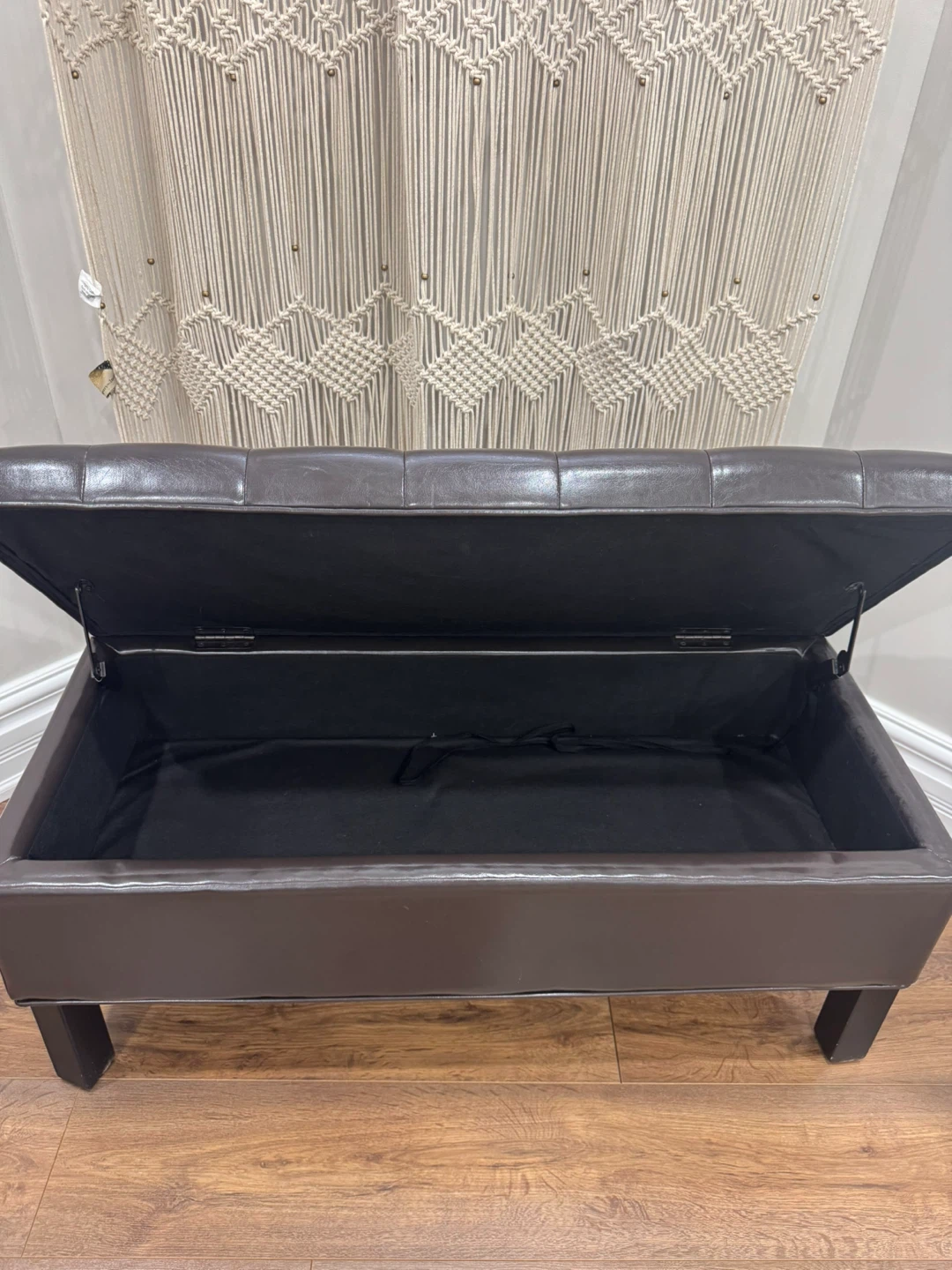 Storage Ottoman Bench - Brown Faux Leather - photo 5