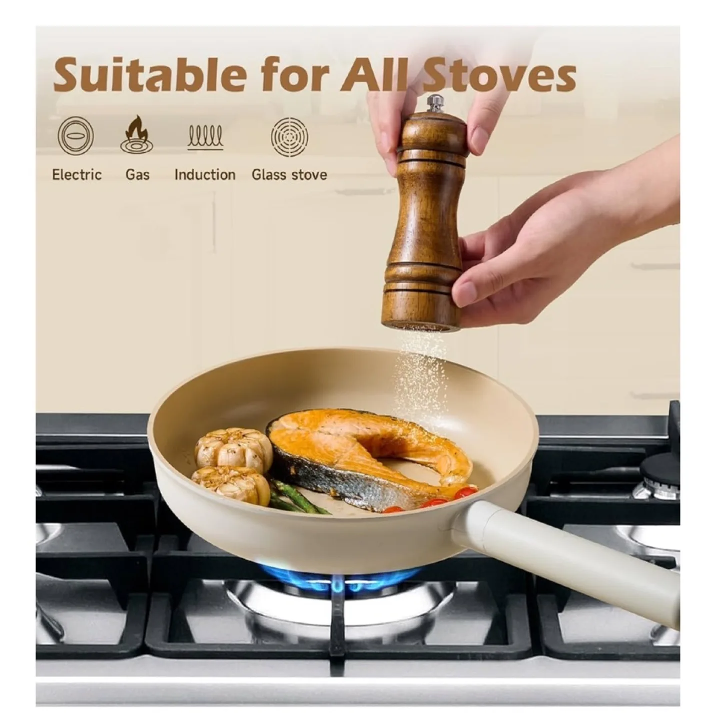 New! Ceramic non-stick Cookware frying pan - New! image indicator(4)