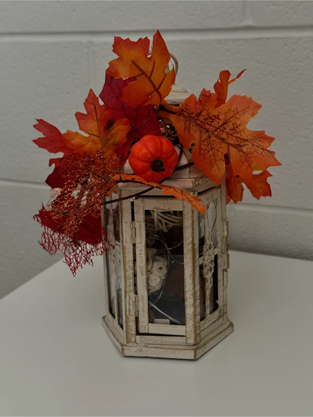 Rustic Fall Lantern Centerpiece – Décor with LED Lights image indicator(7)