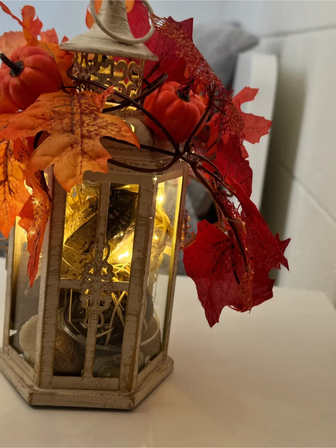 Rustic Fall Lantern Centerpiece – Décor with LED Lights image indicator(5)