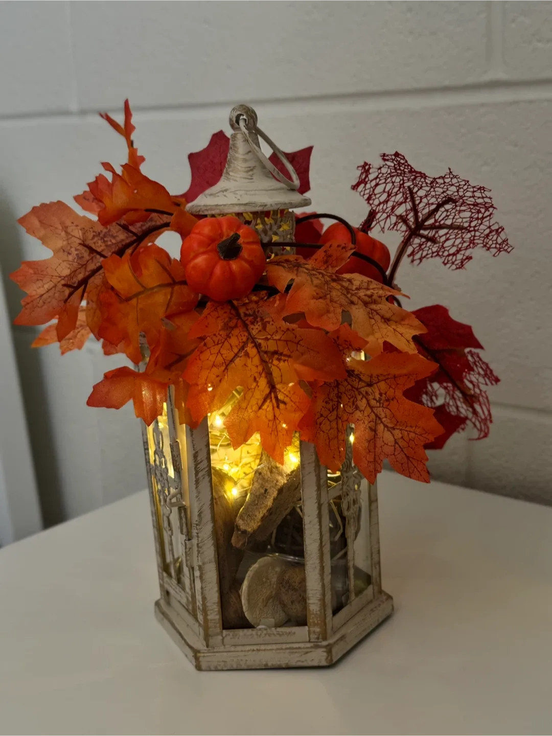 Rustic Fall Lantern Centerpiece – Décor with LED Lights image indicator(6)
