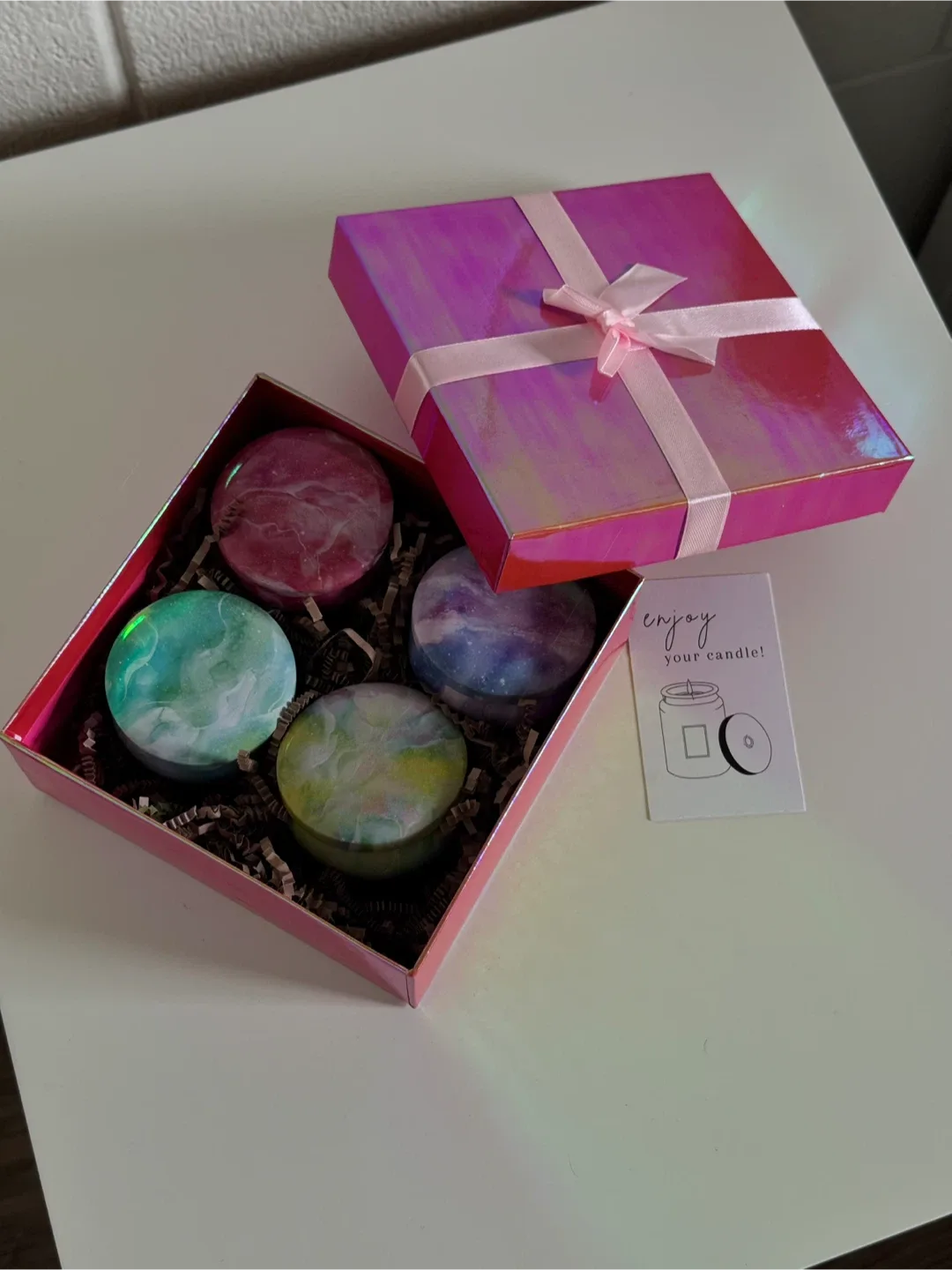 Gift Box Set – Handmade Natural Candles in Marble Jars image indicator(3)