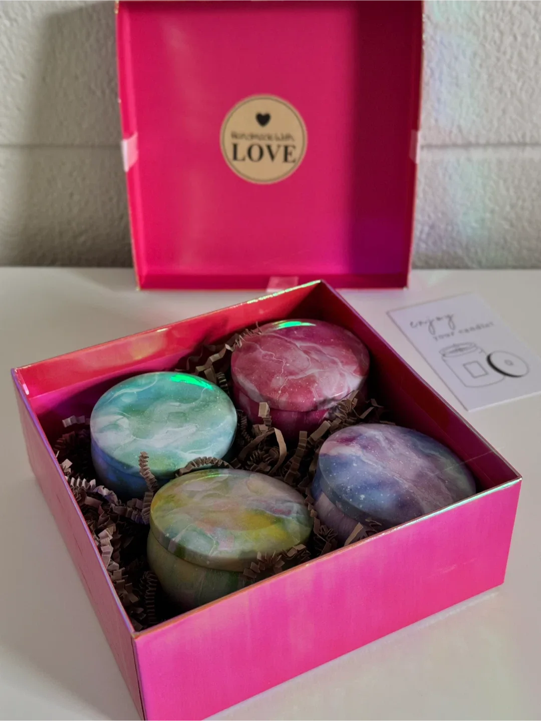 Gift Box Set – Handmade Natural Candles in Marble Jars image indicator(2)