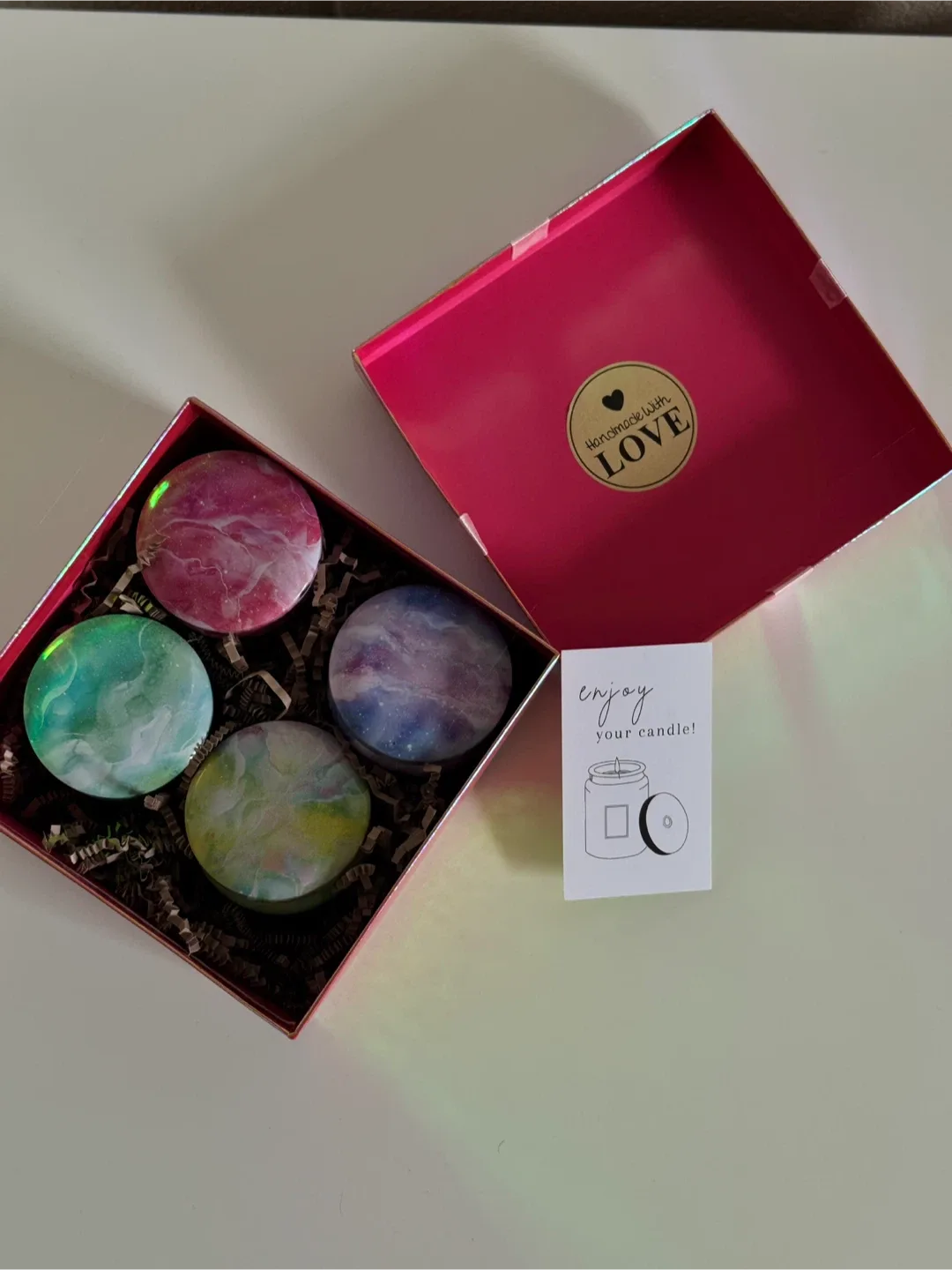 Gift Box Set – Handmade Natural Candles in Marble Jars image indicator(4)