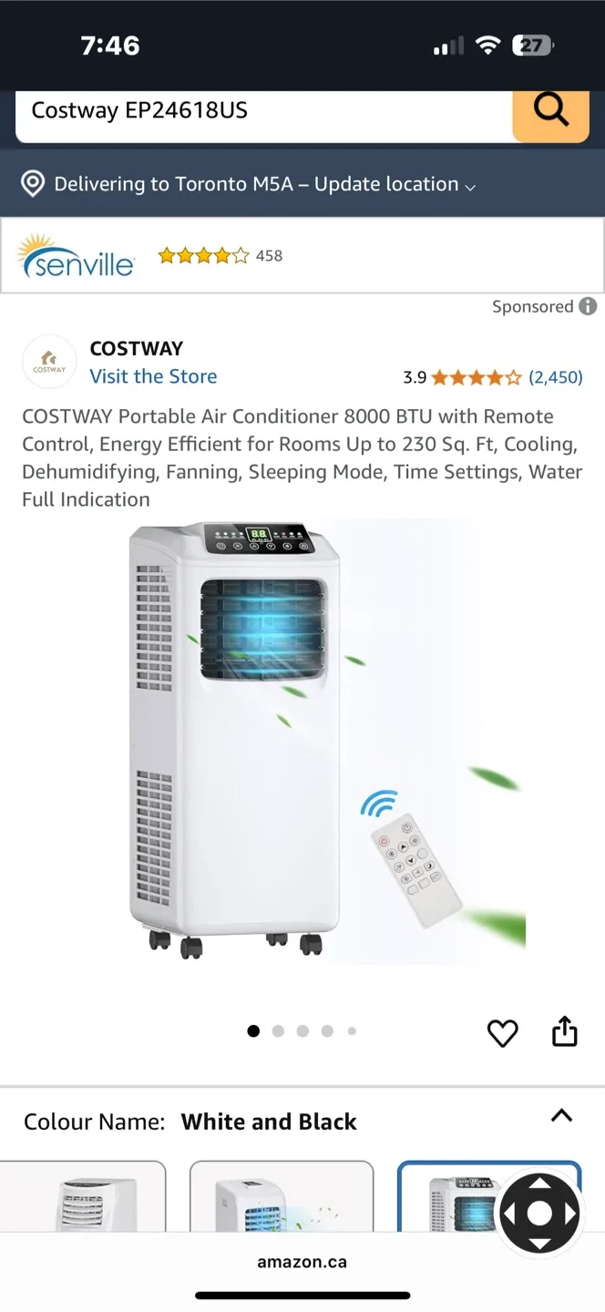 Costway Portable Air Conditioner 8000 BTU - White image indicator(4)
