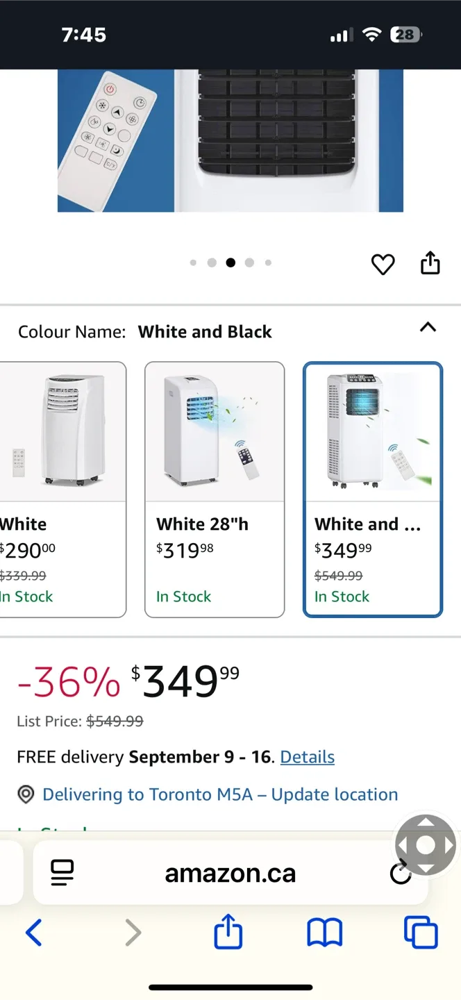 Costway Portable Air Conditioner 8000 BTU - White image indicator(5)