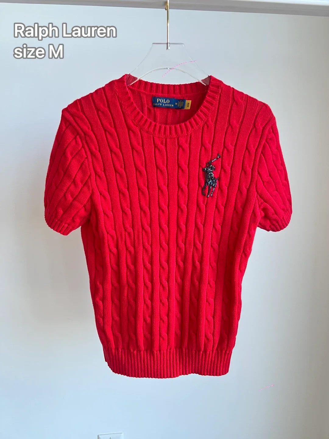 Ralph Lauren Polo Red Cable Knit Short Sleeve - M thumbnail