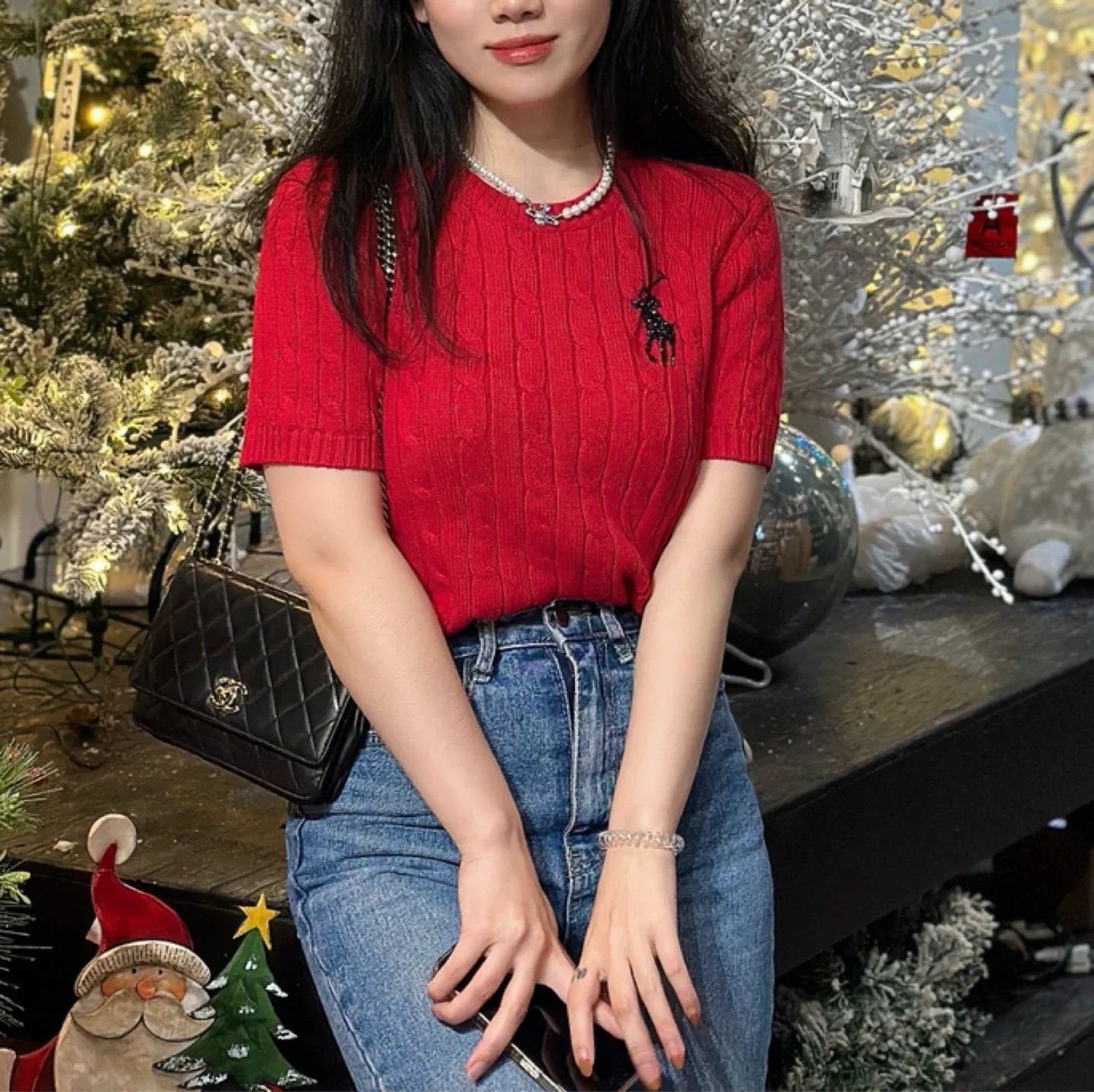 Ralph Lauren Polo Red Cable Knit Short Sleeve - M image indicator(2)