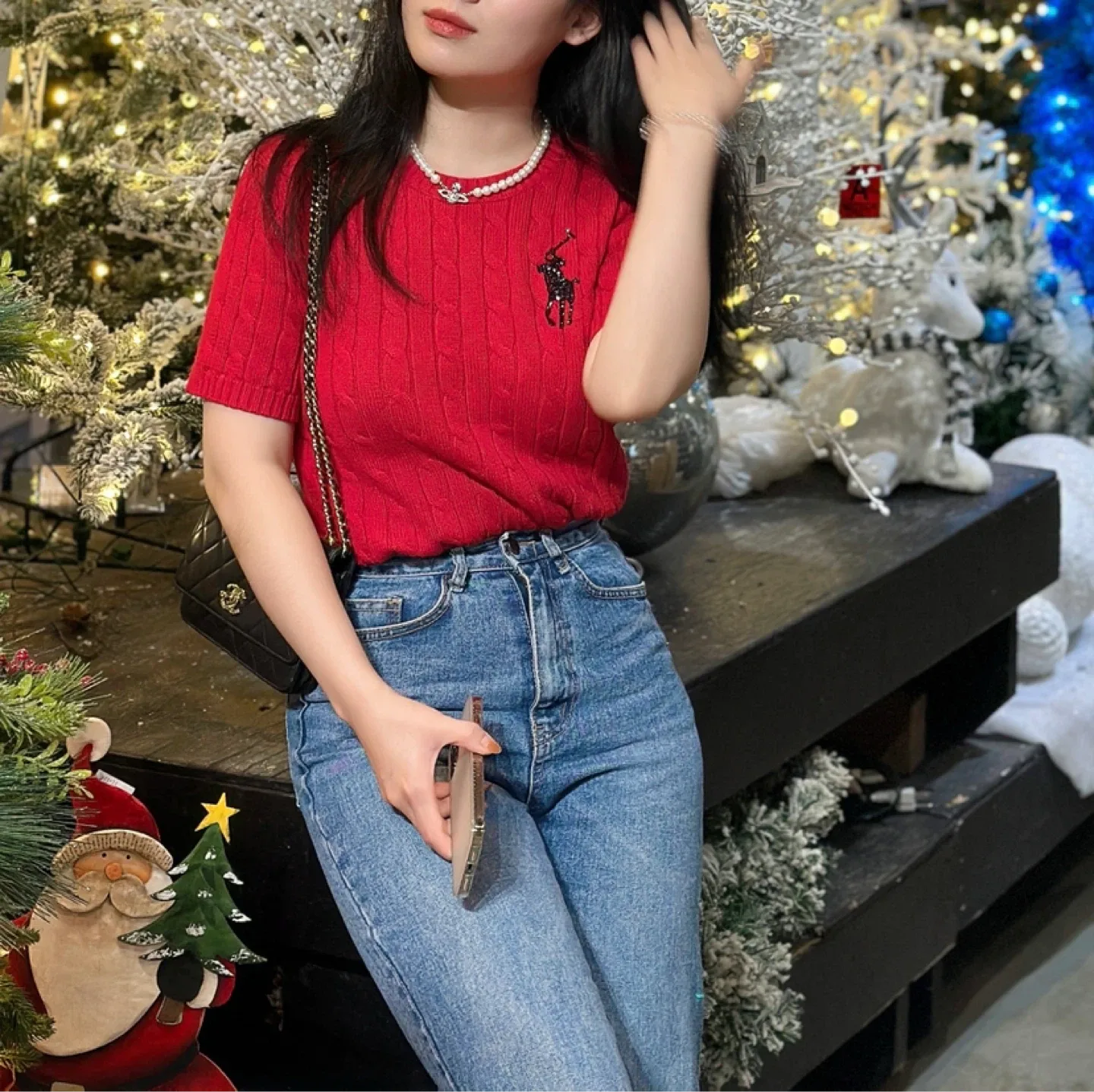 Ralph Lauren Polo Red Cable Knit Short Sleeve - M image indicator(3)