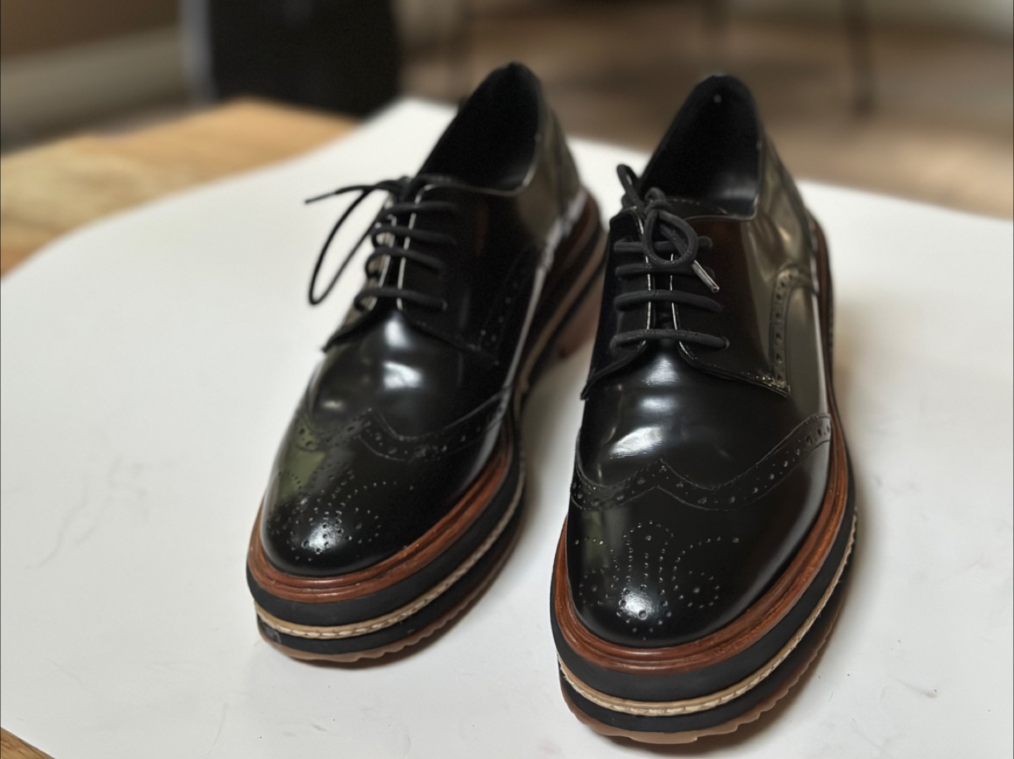 L'intervalle Black Platform Oxford Shoes size 7 / EU 38