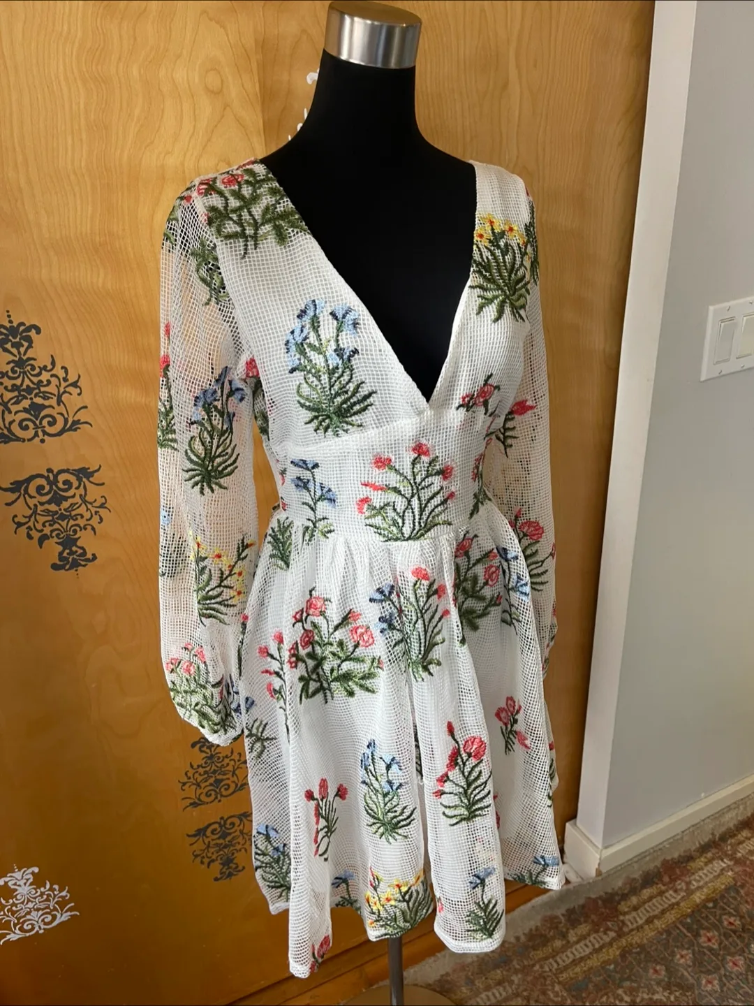 Vintage 2000s Y2K Floral Embroidered Mini Dress image indicator(2)