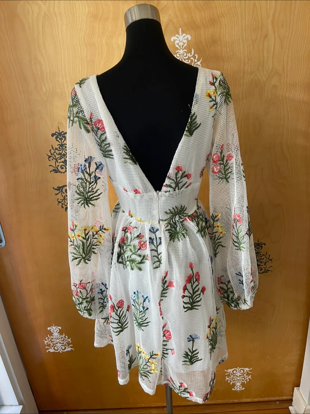 Vintage 2000s Y2K Floral Embroidered Mini Dress image indicator(4)