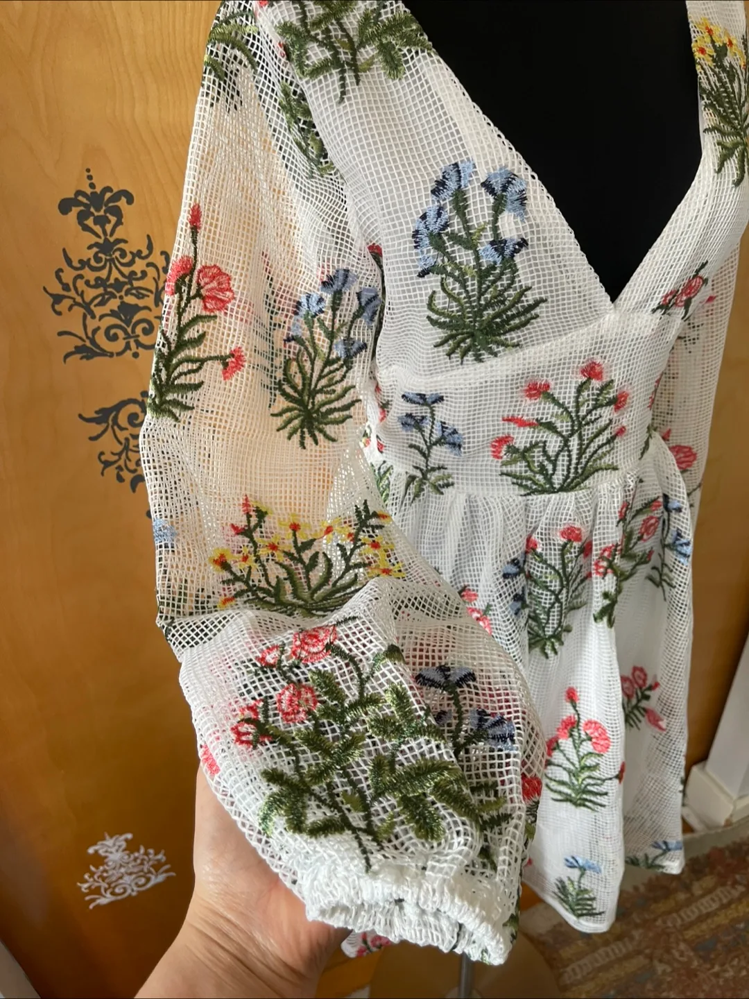 Vintage 2000s Y2K Floral Embroidered Mini Dress image indicator(8)