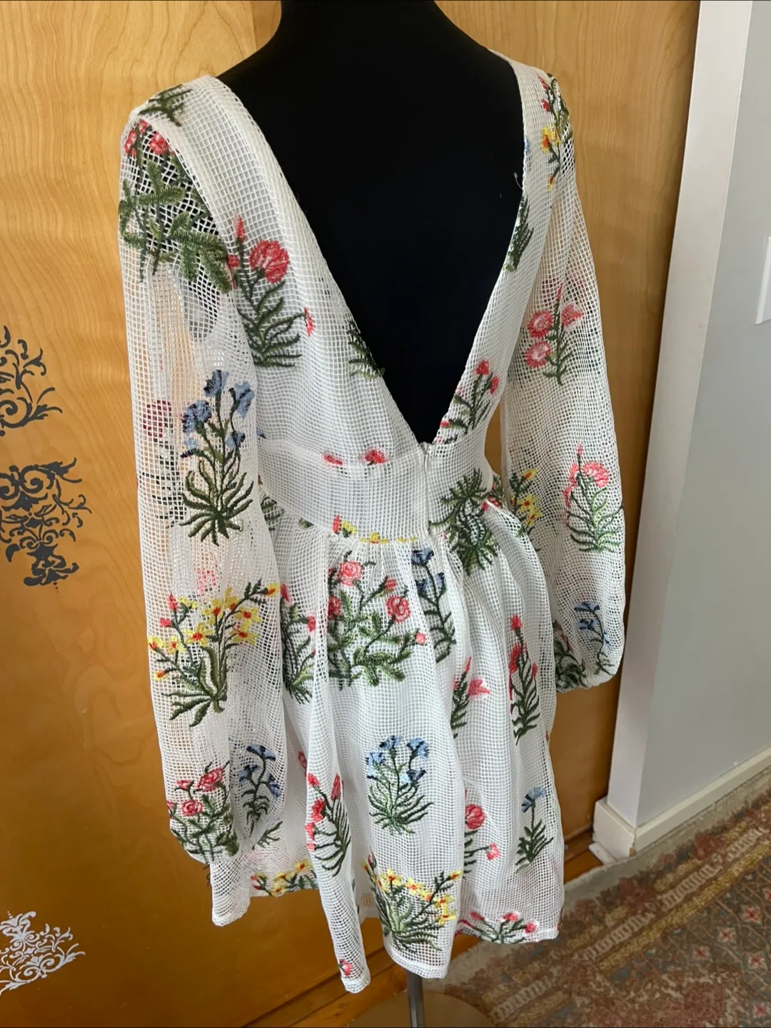 Vintage 2000s Y2K Floral Embroidered Mini Dress image indicator(10)