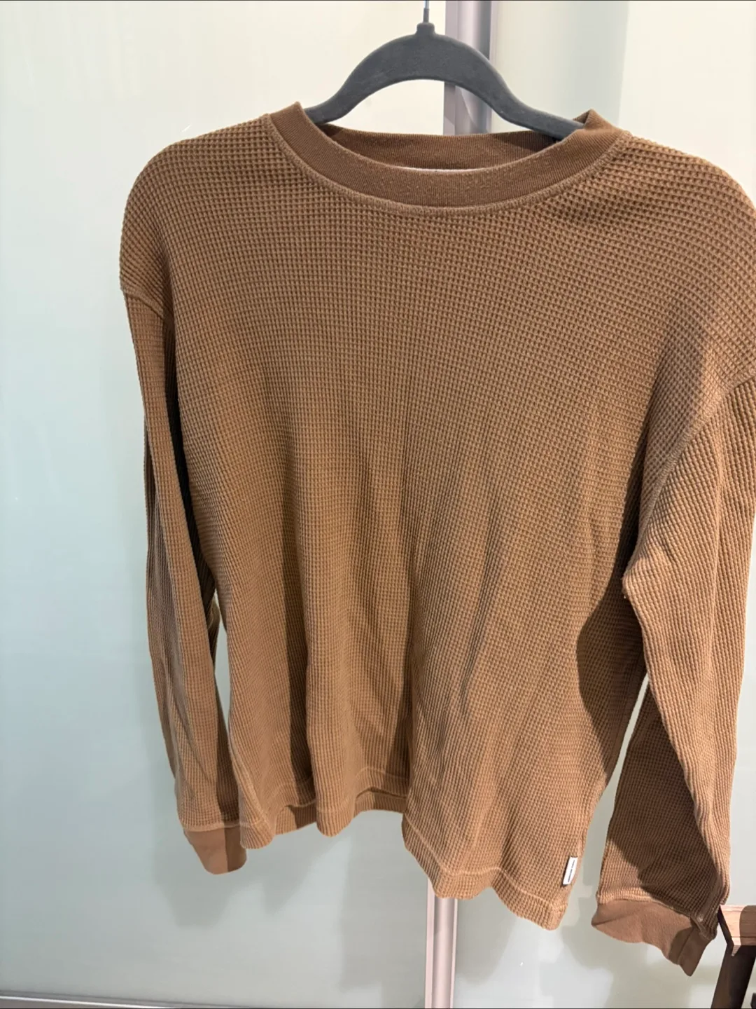 American Eagle Brown Waffle Knit Long Sleeve Top thumbnail