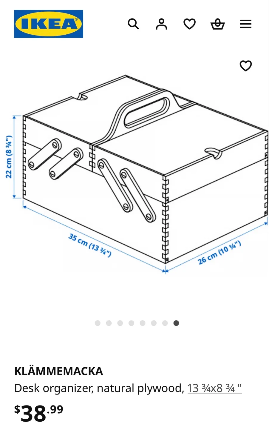 IKEA KLÄMMEMACKA pine wooden desk organizer - Brand New image indicator(5)