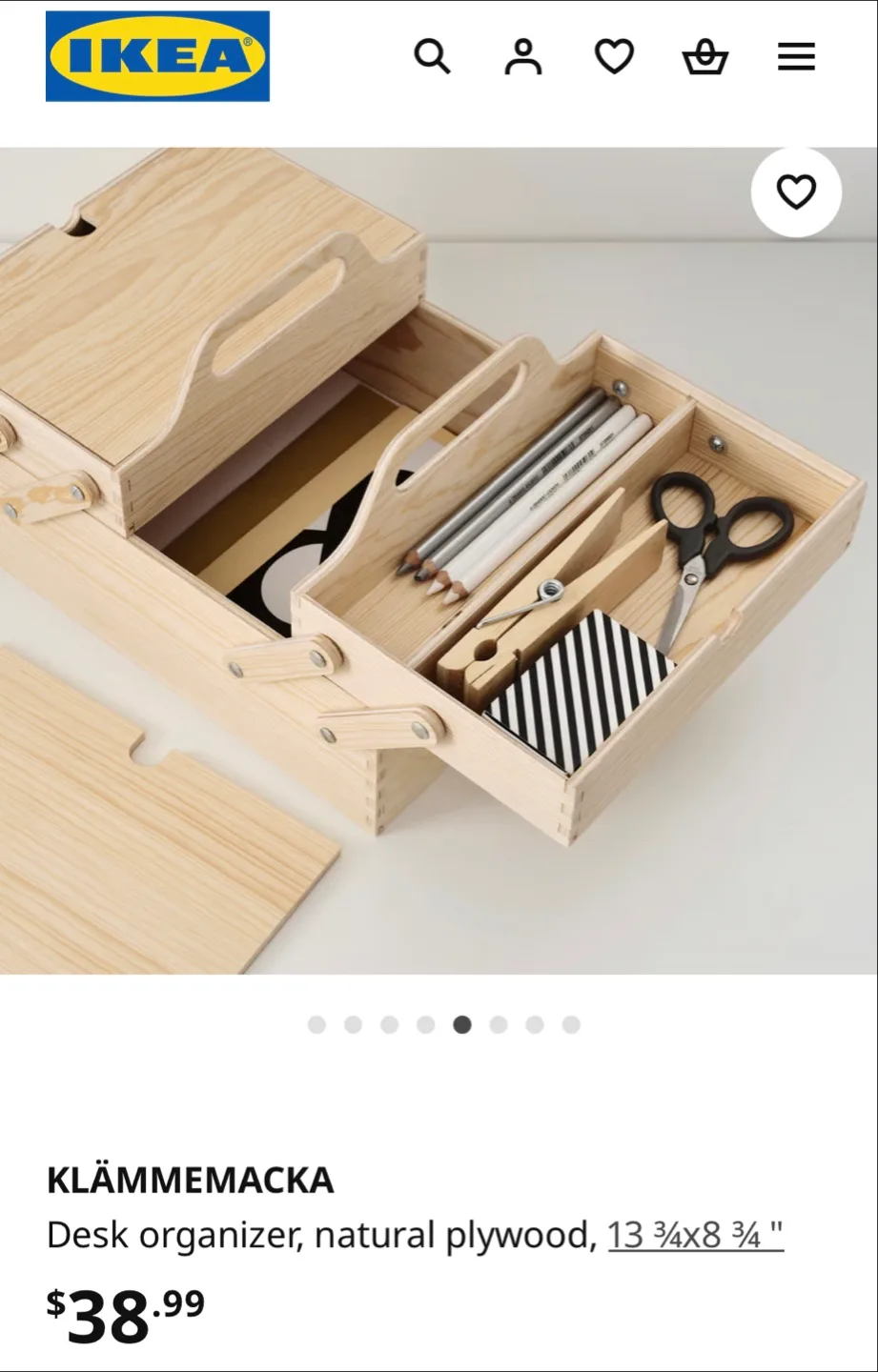 IKEA KLÄMMEMACKA pine wooden desk organizer - Brand New image indicator(6)