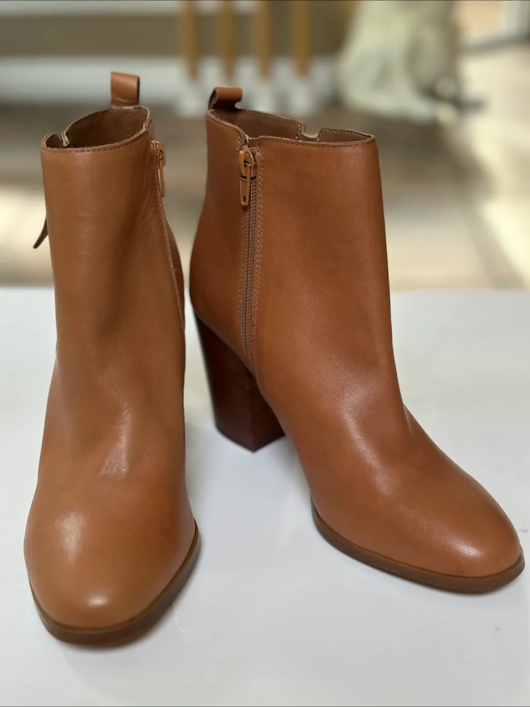 NEW Luca Ferri  Brown Leather Ankle Boots - Size 8 thumbnail