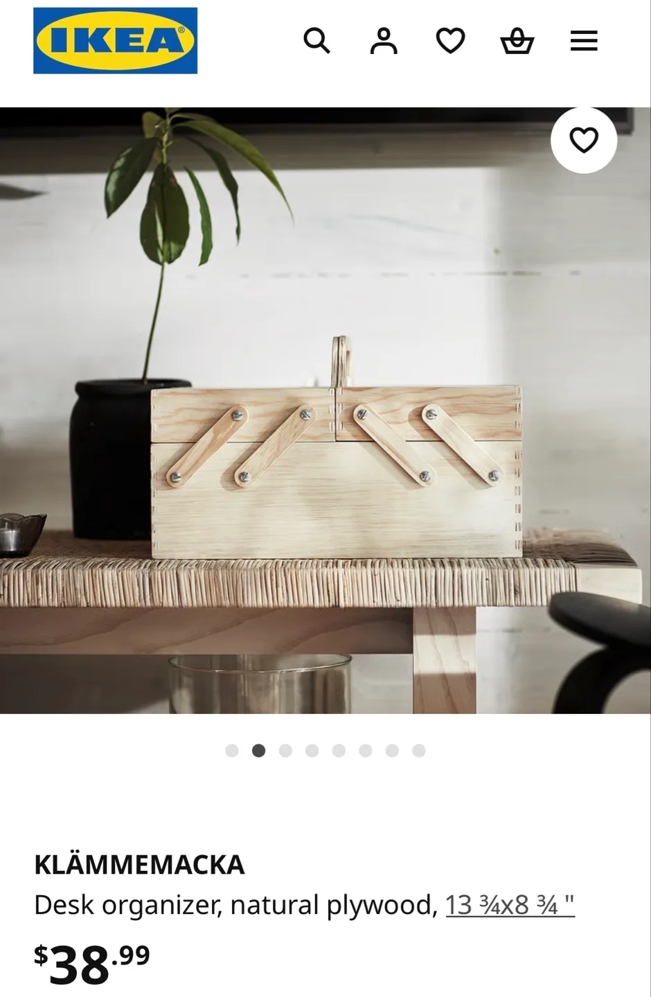 IKEA KLÄMMEMACKA pine wooden desk organizer - Brand New image indicator(7)