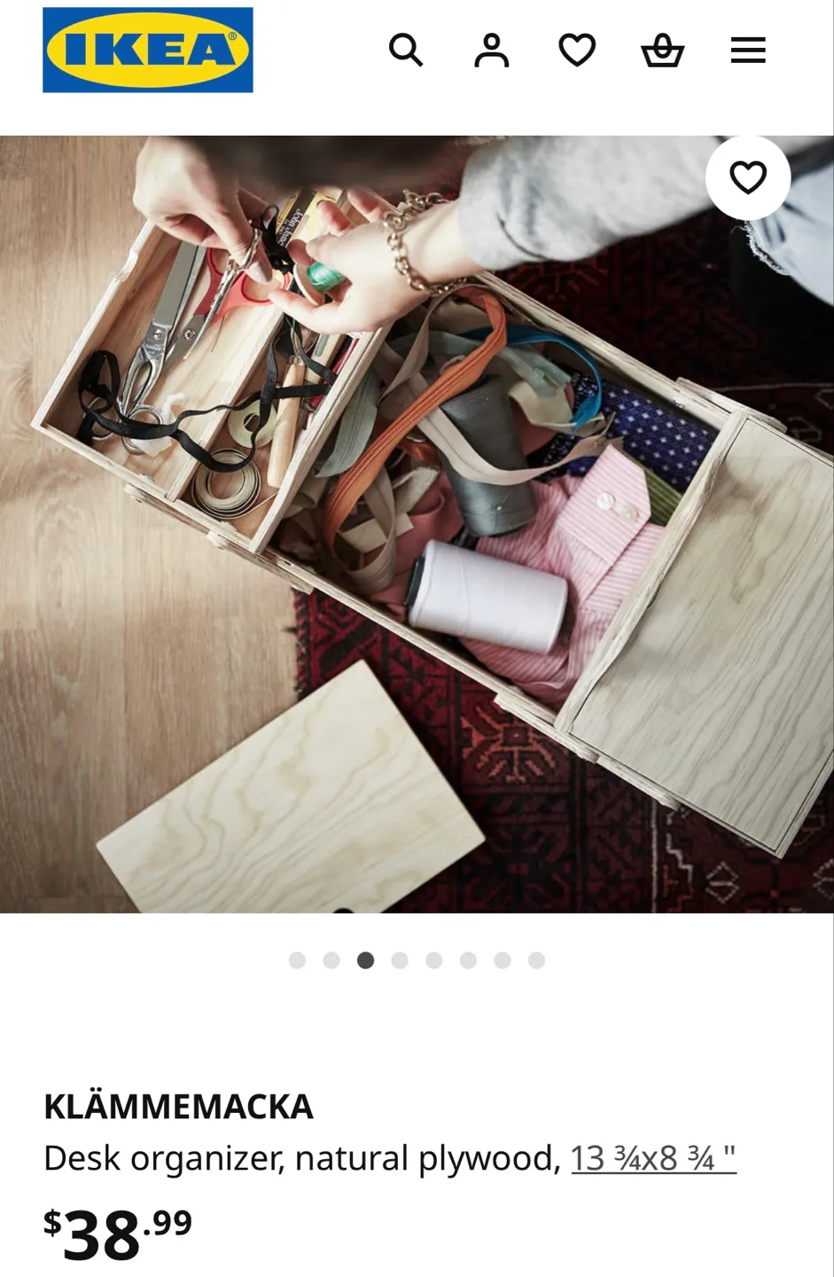 IKEA KLÄMMEMACKA pine wooden desk organizer - Brand New image indicator(8)