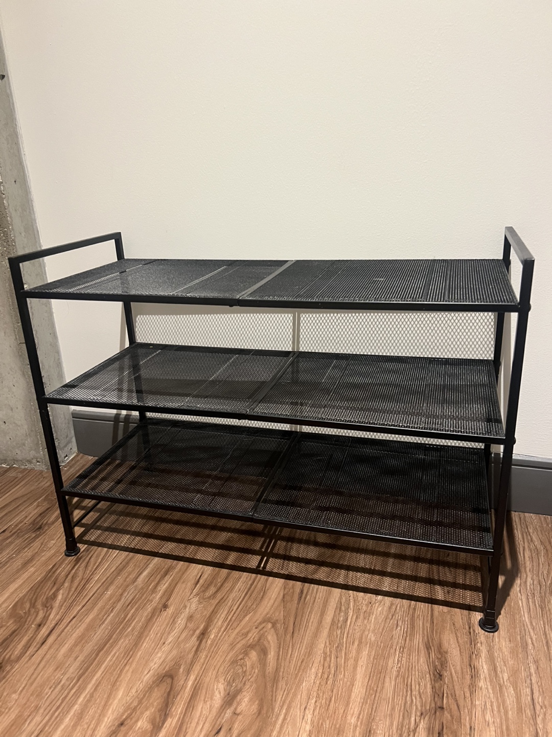 Black Metal 3-Tier Shoe Rack