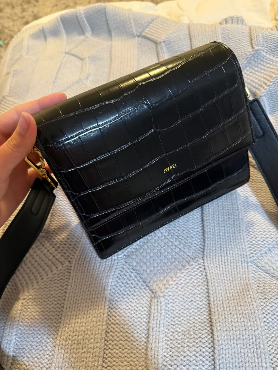 JW PEI Black Croc Embossed Bag thumbnail