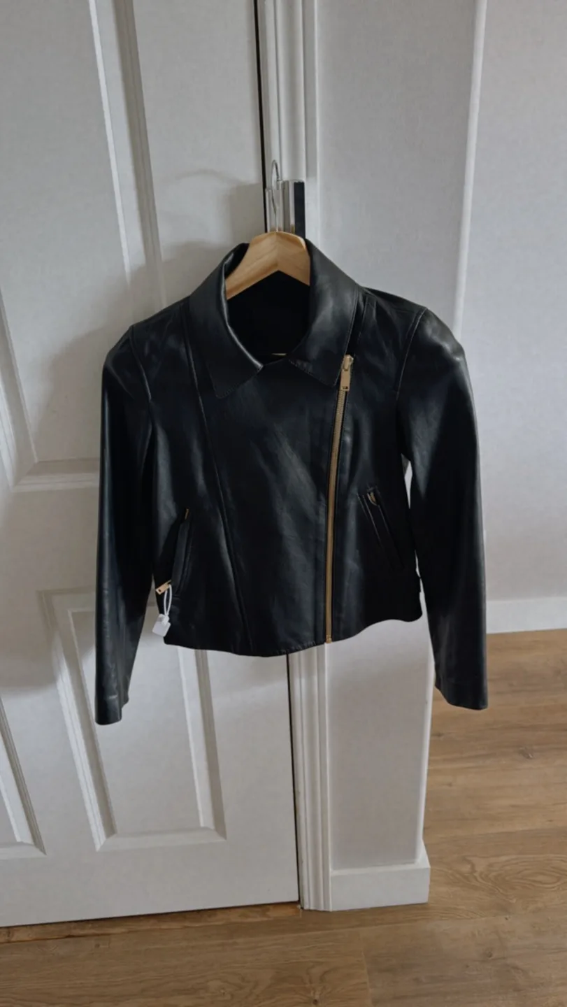 Black Leather Biker Jacket thumbnail