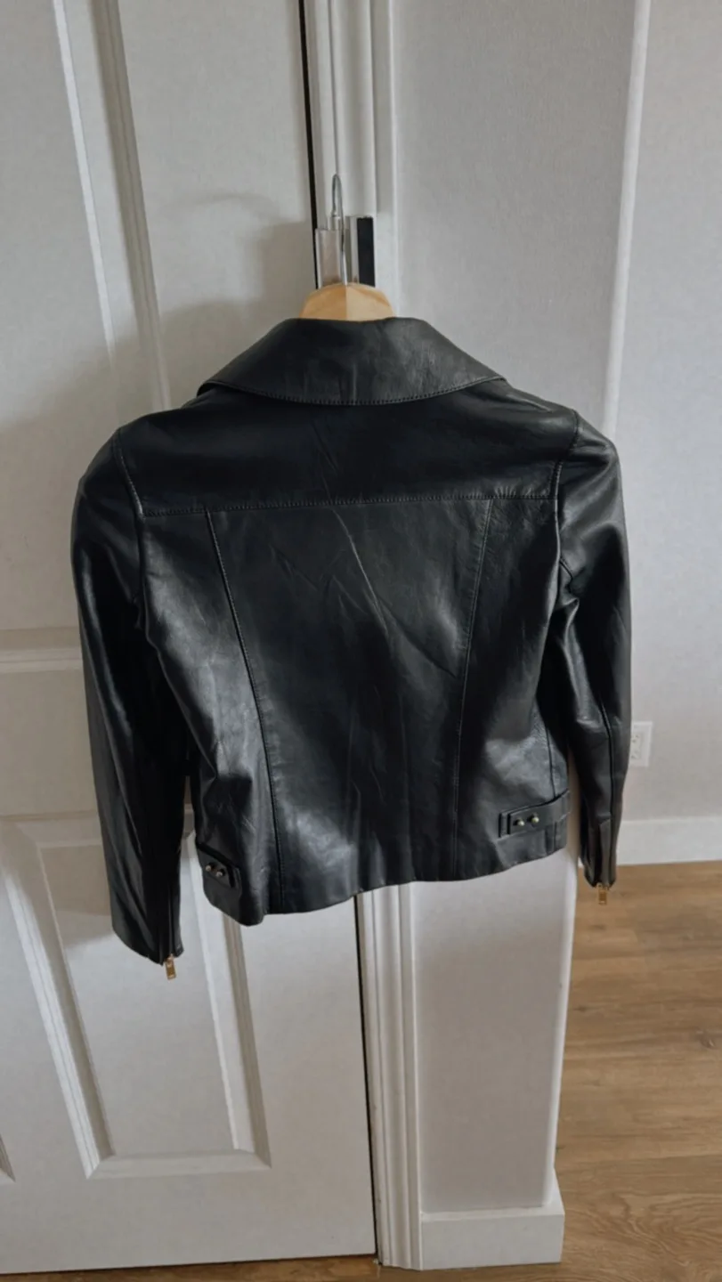 Black Leather Biker Jacket image indicator(4)
