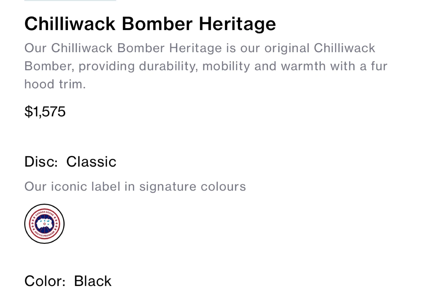 Canada Goose Chilliwack Bomber Heritage - Black - photo 3