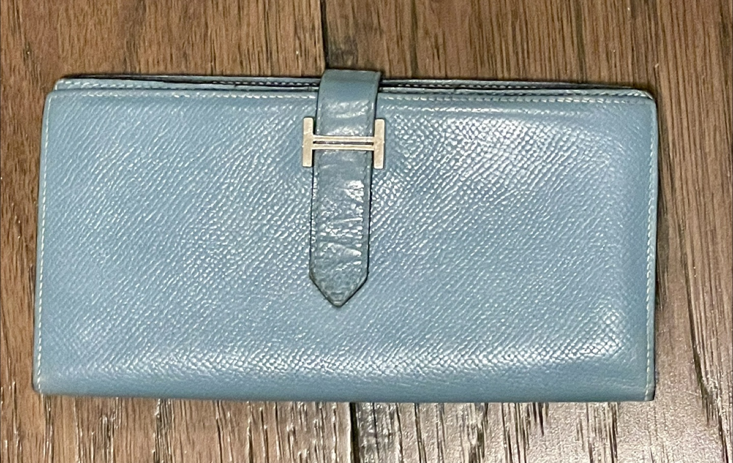 Hermès Paris Blue Leather Wallet