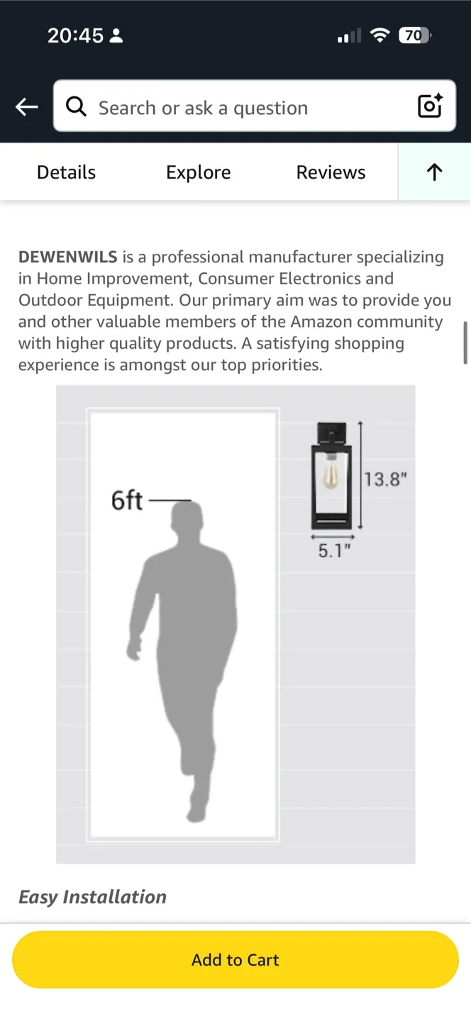 New Jewenwils Outdoor Wall Lamp - Black image indicator(9)